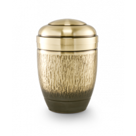 Stahl Urne mit Messingoberfläche Borkenhämmerung, galvanisch gefärbt