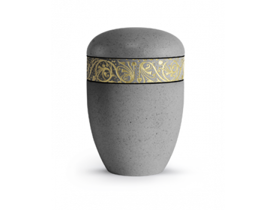 Edition Rocka, Muschelkalkbeschichtung betongrau, Reliefring gold, biol. abbaub.
