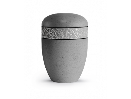Edition Rocka, Muschelkalkbeschichtung betongrau, Reliefring silber, biol. abbaub.
