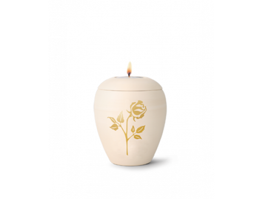 Keramik-Erinnerungslicht mit Rose, Edition Siena