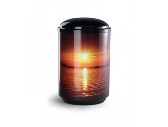 Zylindrische Urne, Motiv Sonnenuntergang