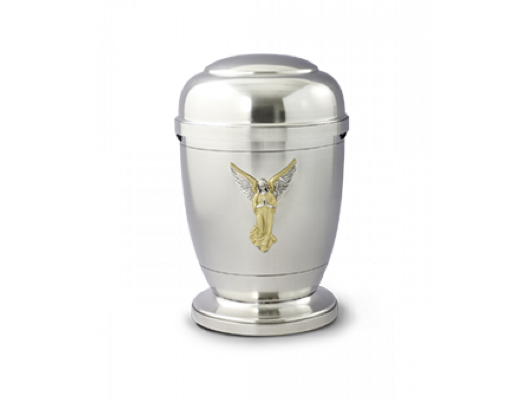 Zinnurne mit Sockel Dekor Schutzengel, La Leonessa