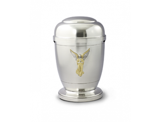 Zinnurne mit Sockel Dekor Schutzengel, La Leonessa