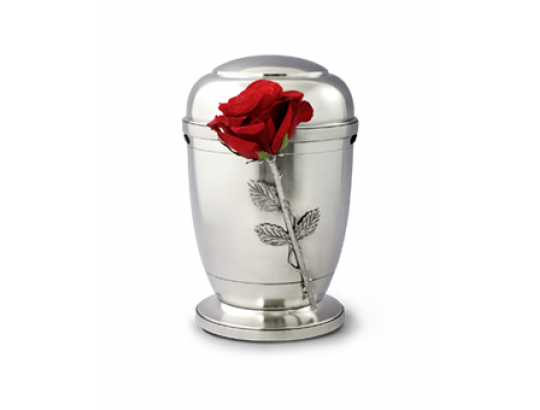 Zinnurne mit Sockel Dekor Rose, aufrecht, La Leonessa