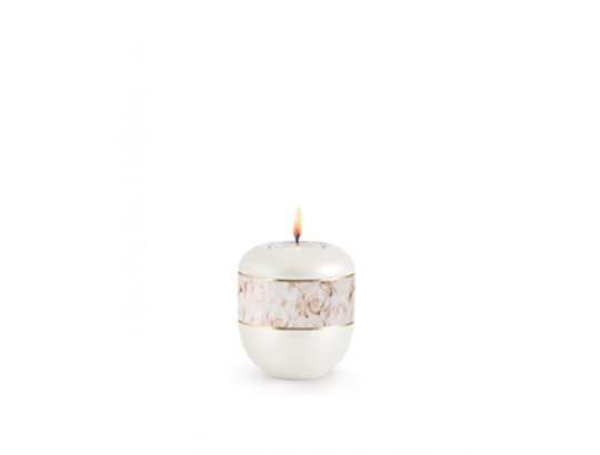 Exklusivserie Edition 360°, Porzellan-Gedenkdose, perlmutt weiß, Motiv weiße Rosen